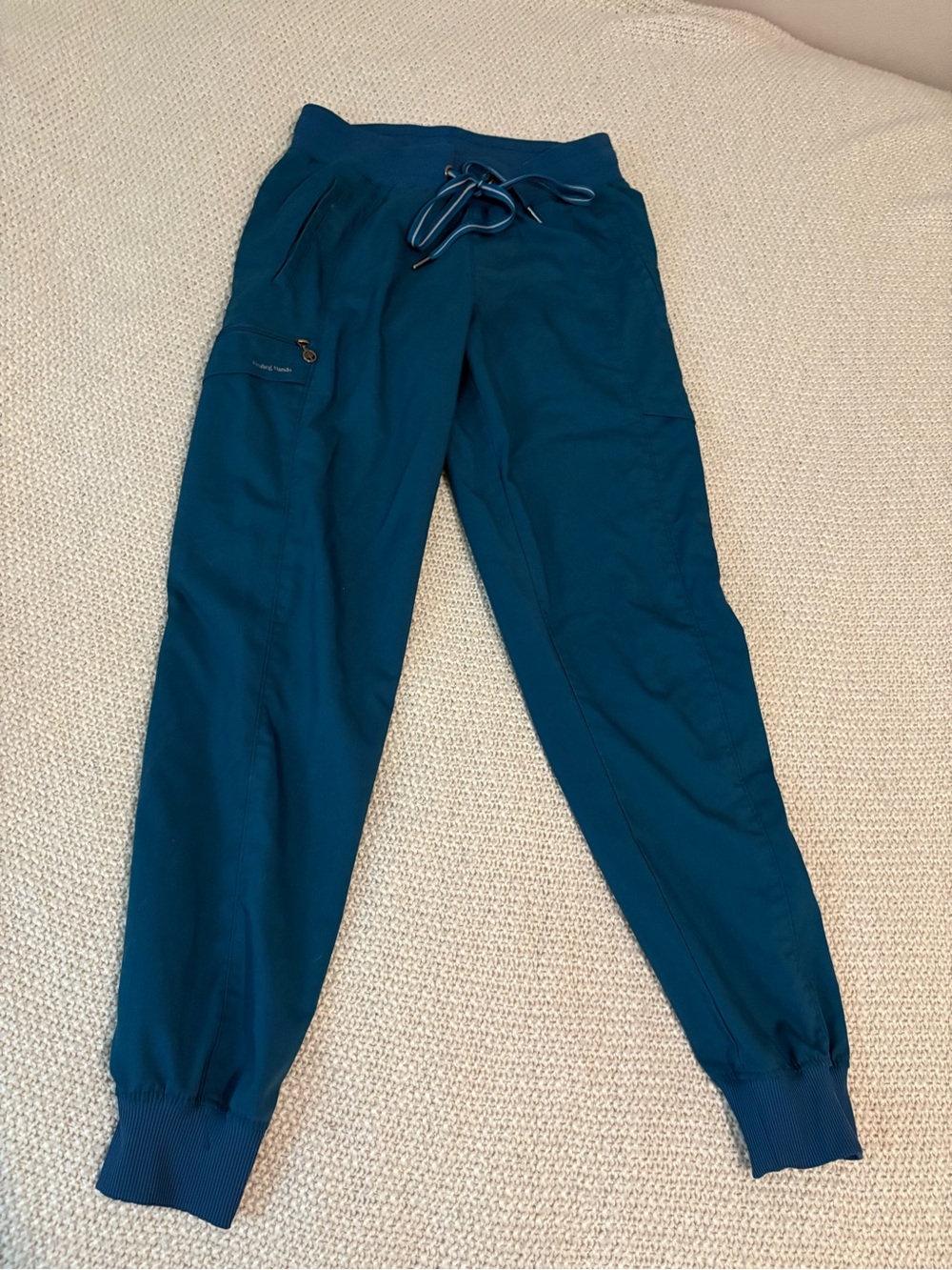 healing hands Teal Blue Jogger Scrub Pants